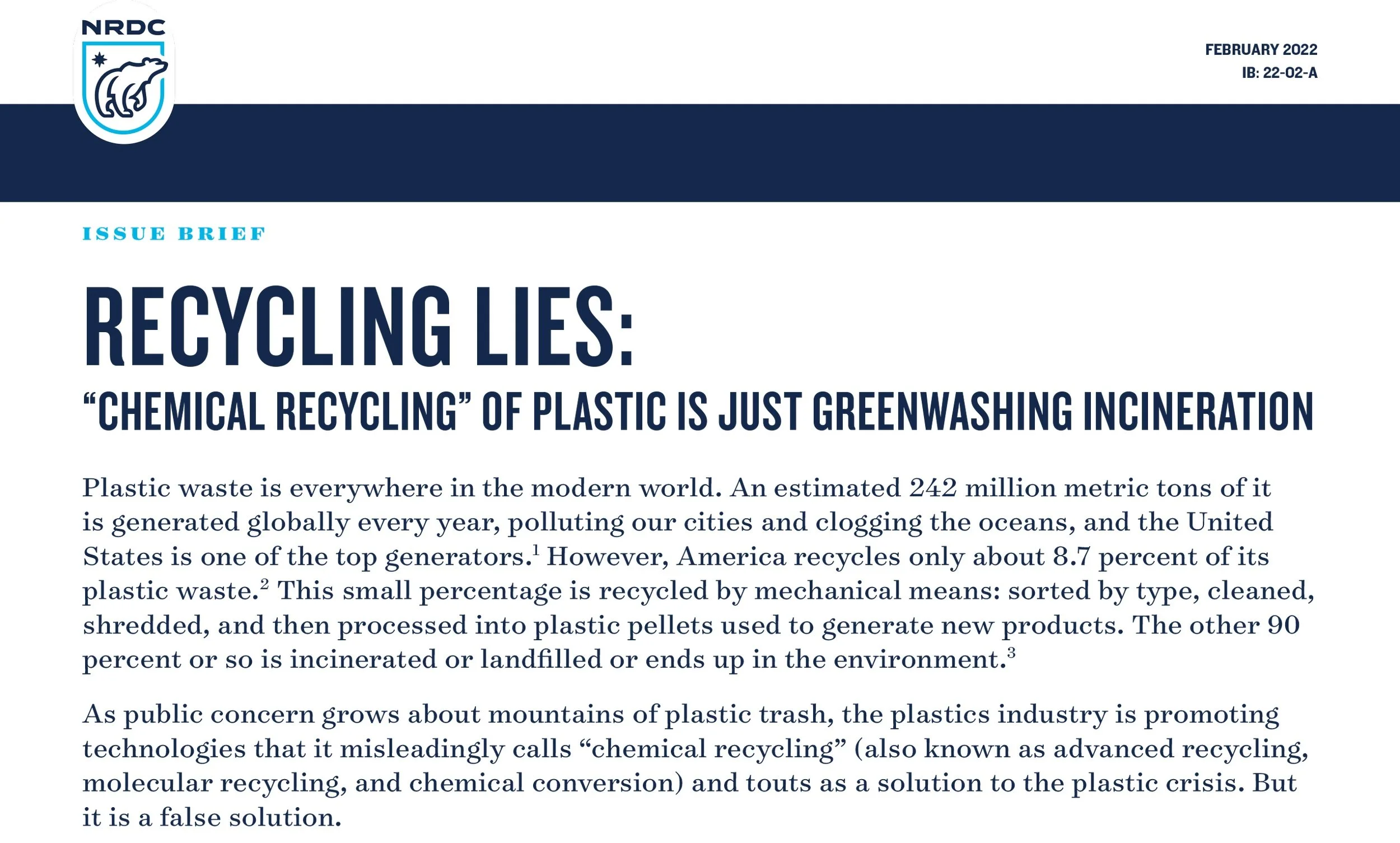 Recycling Lies: “CHEMICAL RECYCLING” OF PLASTIC IS JUST
